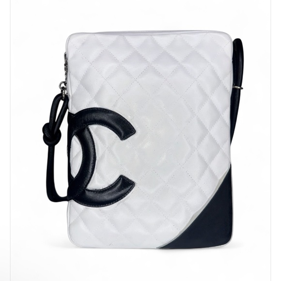 CHANEL Cambon Line White/Black CC Logo Leather Shoulder Bag - Picture 3 of 15